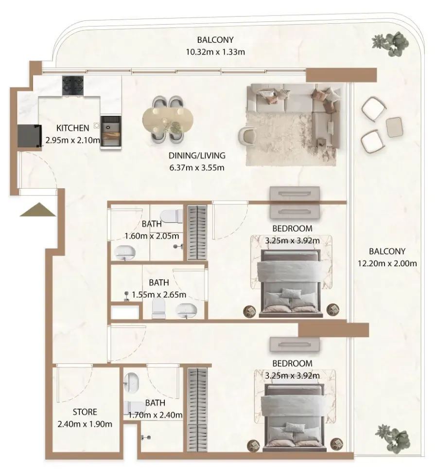 Floor plan — 2 BR