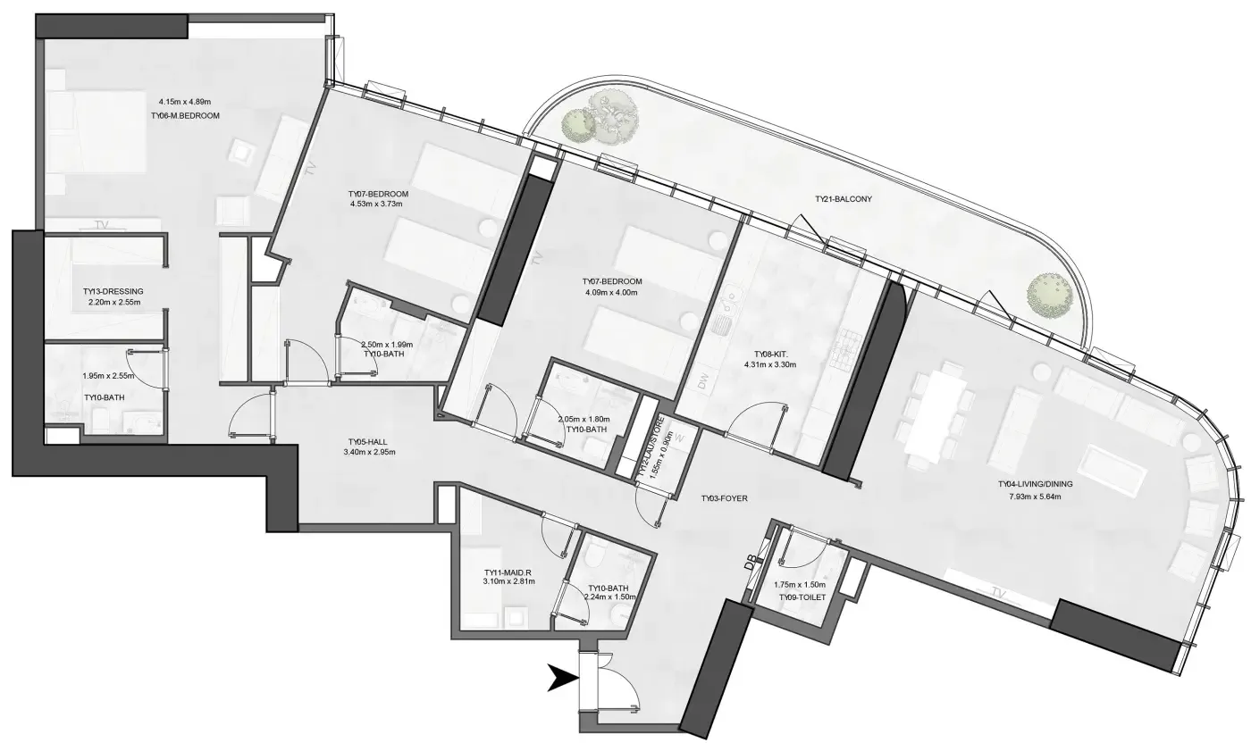 Floor plan — 3 BR