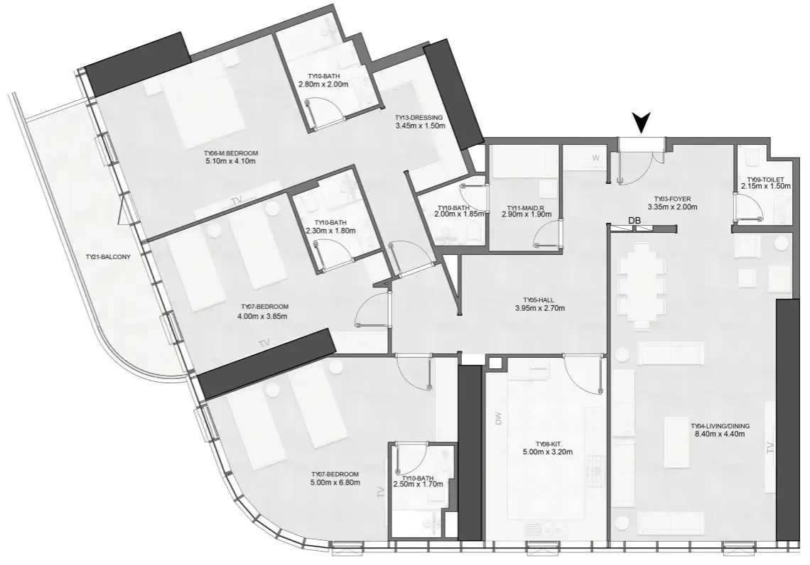 Floor plan — 3 BR