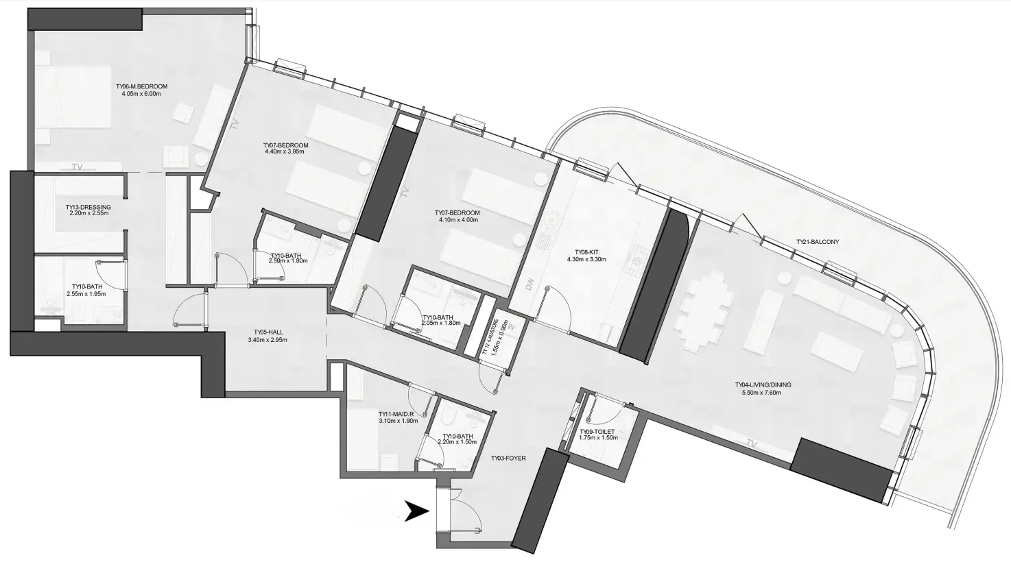 Floor plan — 3 BR