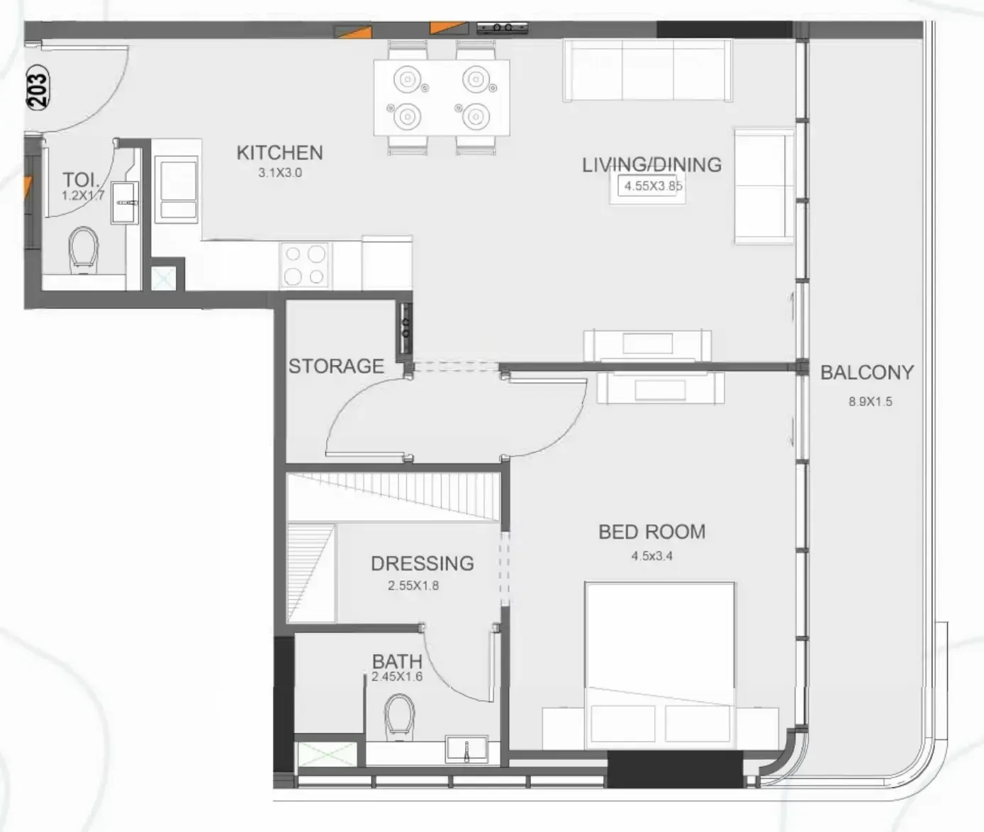 Floor plan — 1 BR