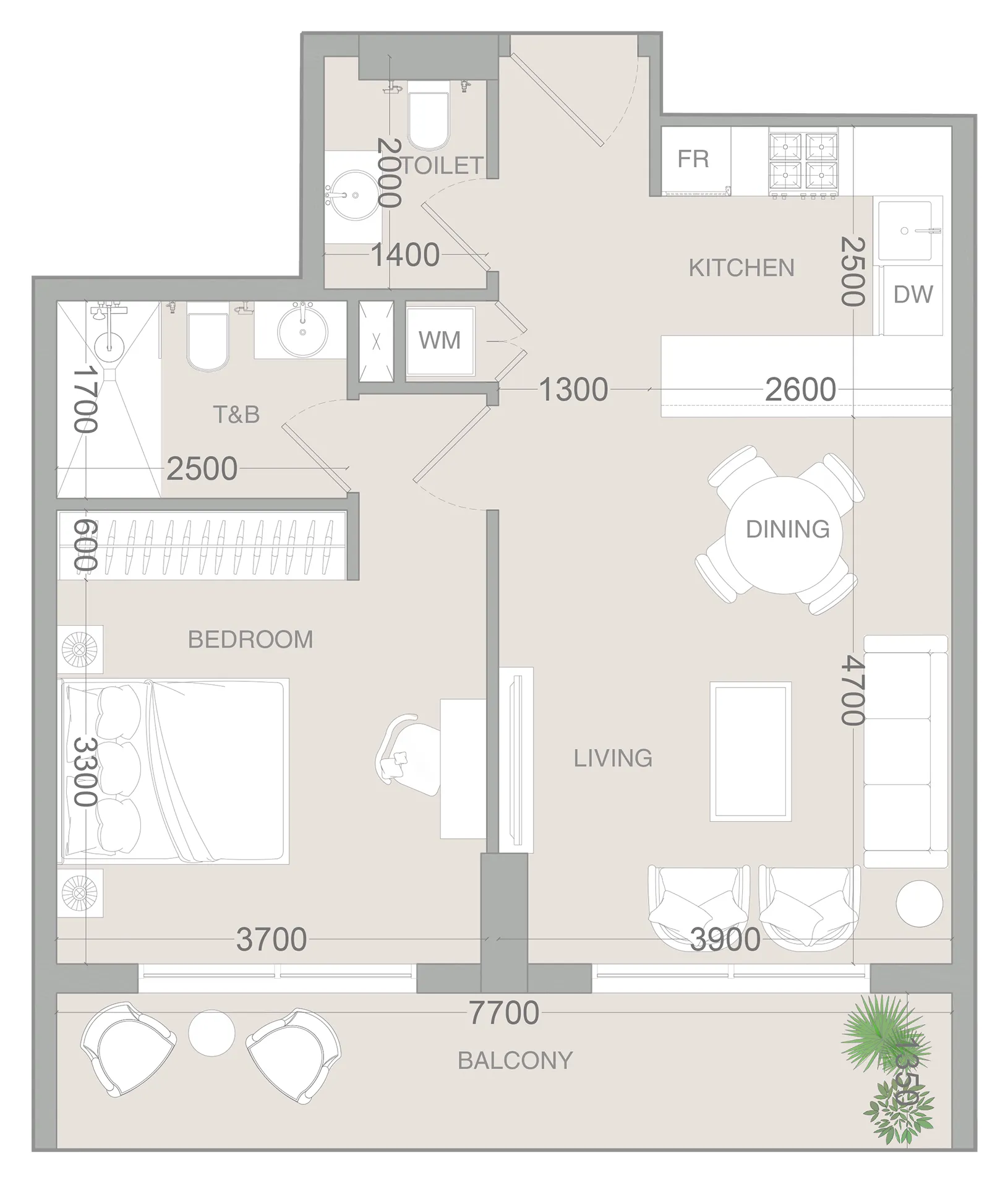Floor plan — 1 BR