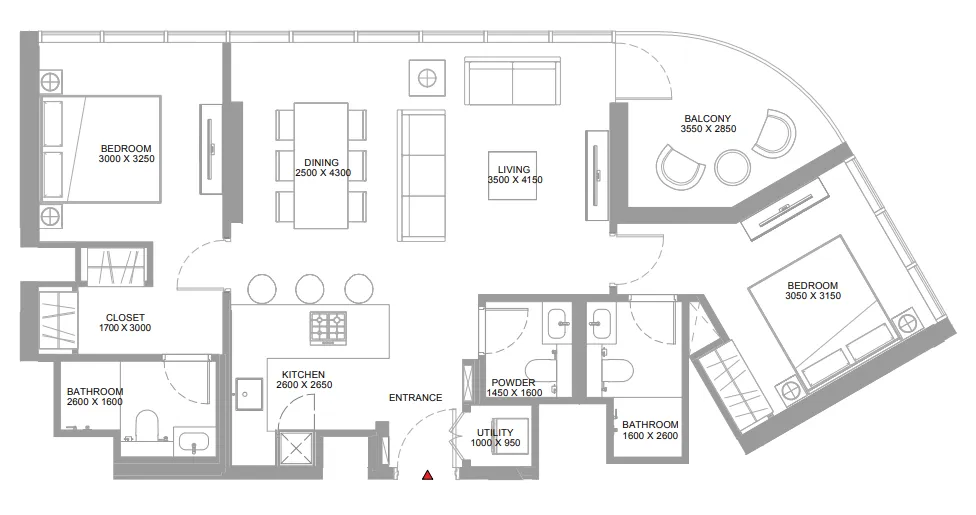 Floor plan — 2 BR