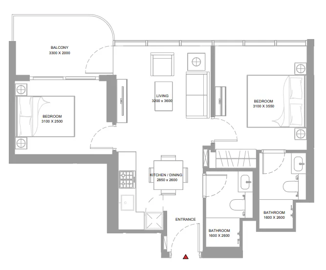 Floor plan — 2 BR