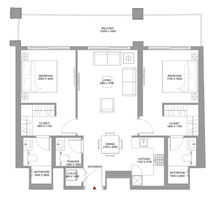 Floor plan — 2 BR