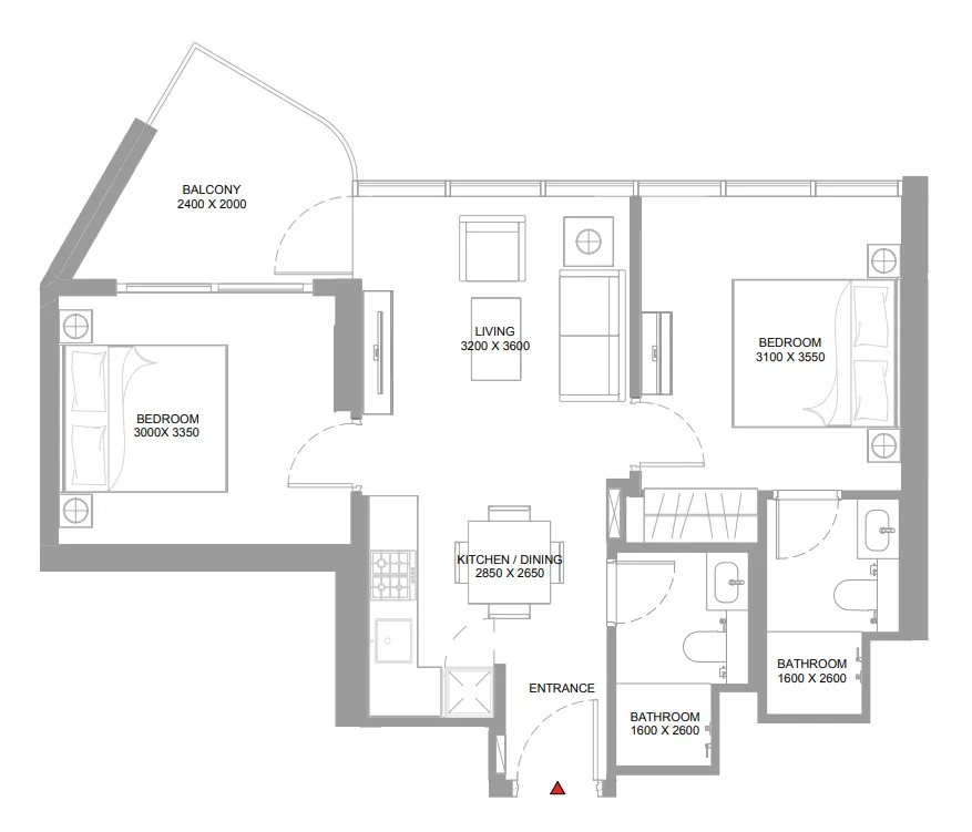 Floor plan — 2 BR