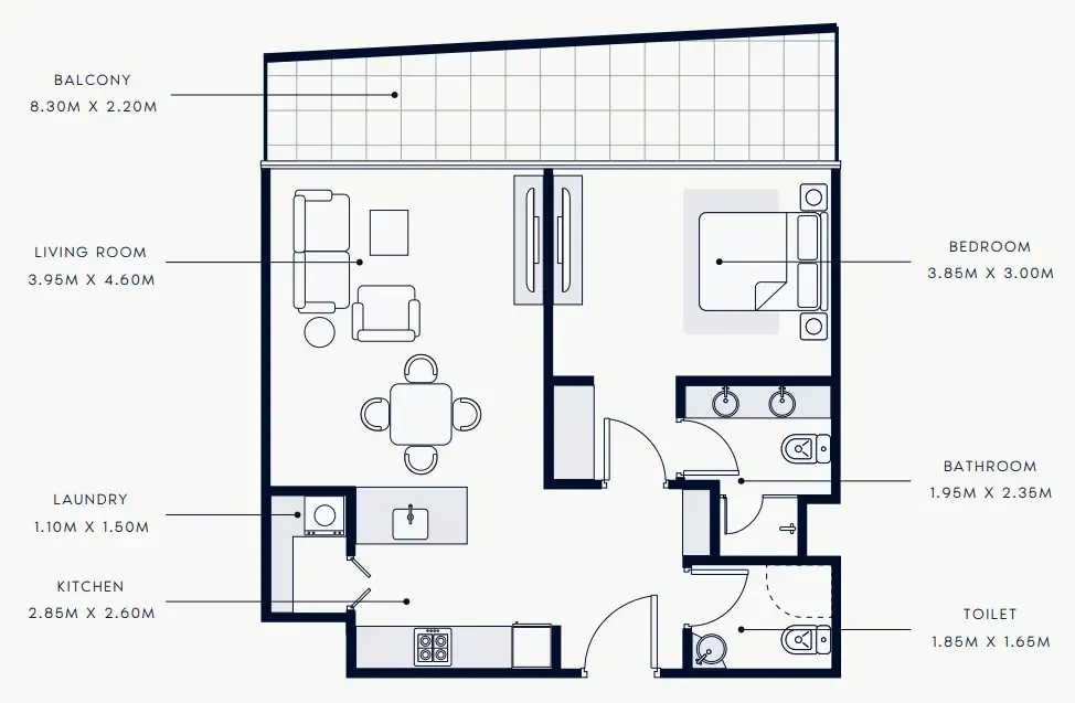 Floor plan — 1 BR