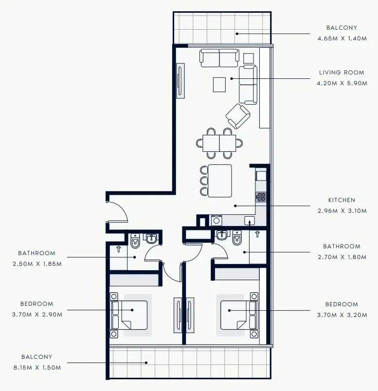 Floor plan — 2 BR