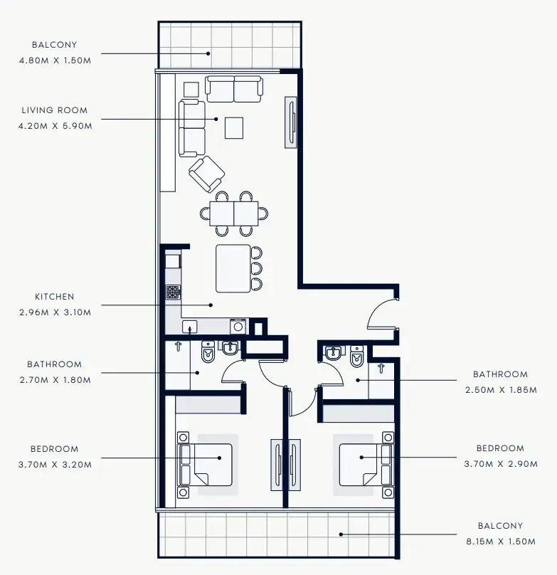 Floor plan — 2 BR