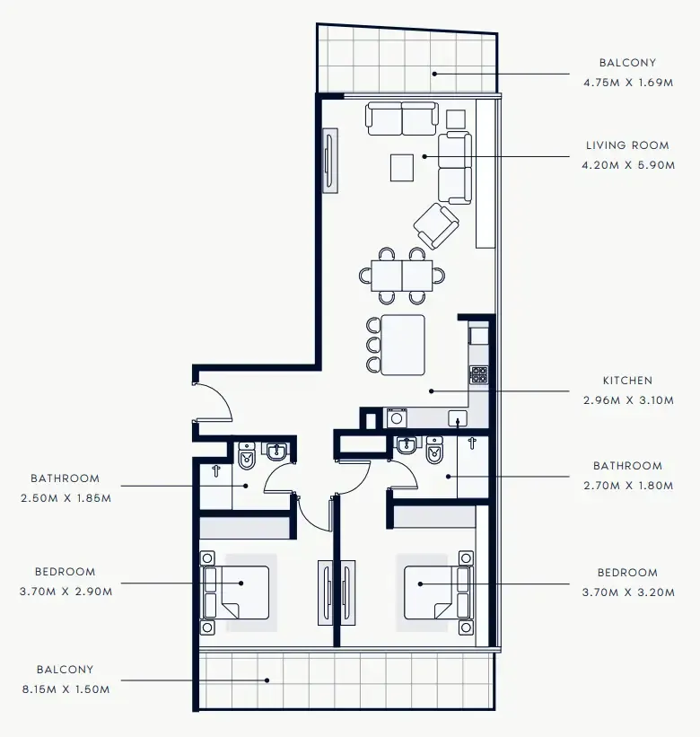 Floor plan — 2 BR