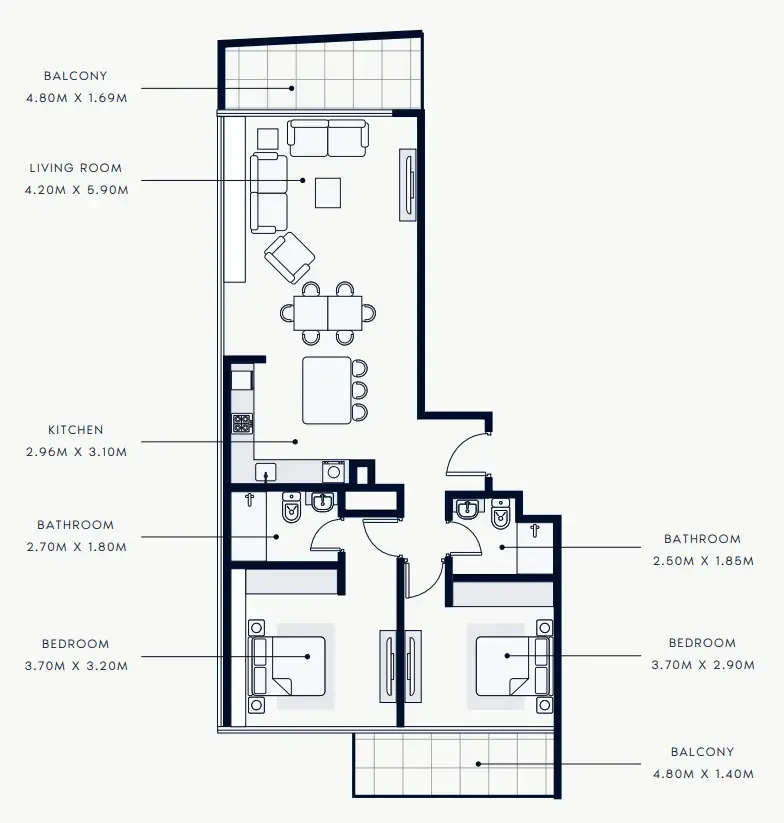 Floor plan — 2 BR