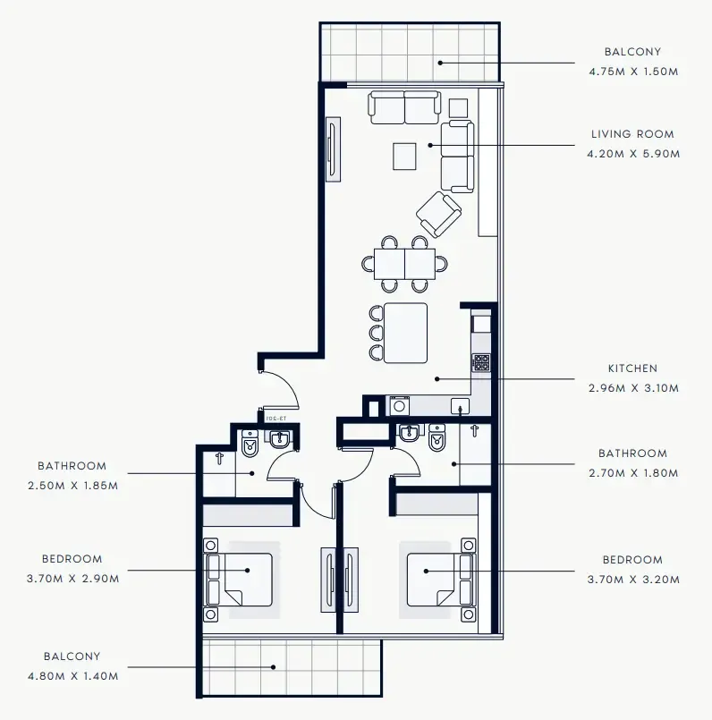 Floor plan — 2 BR