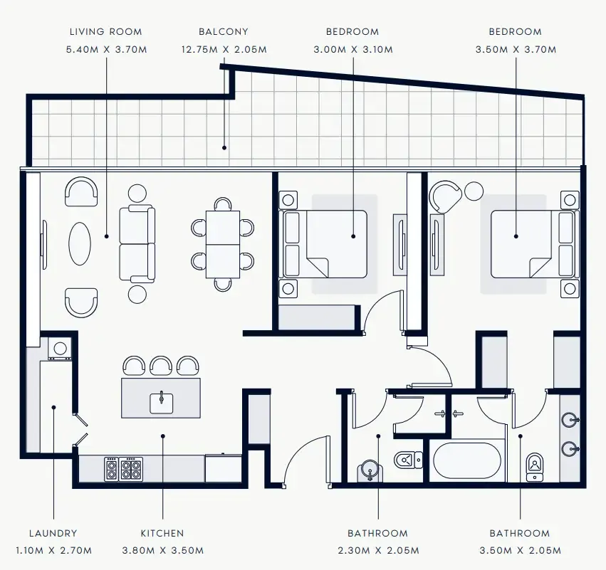 Floor plan — 2 BR