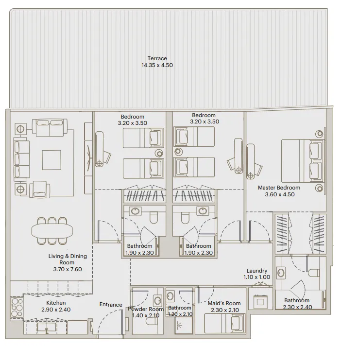 Floor plan — 3 BR
