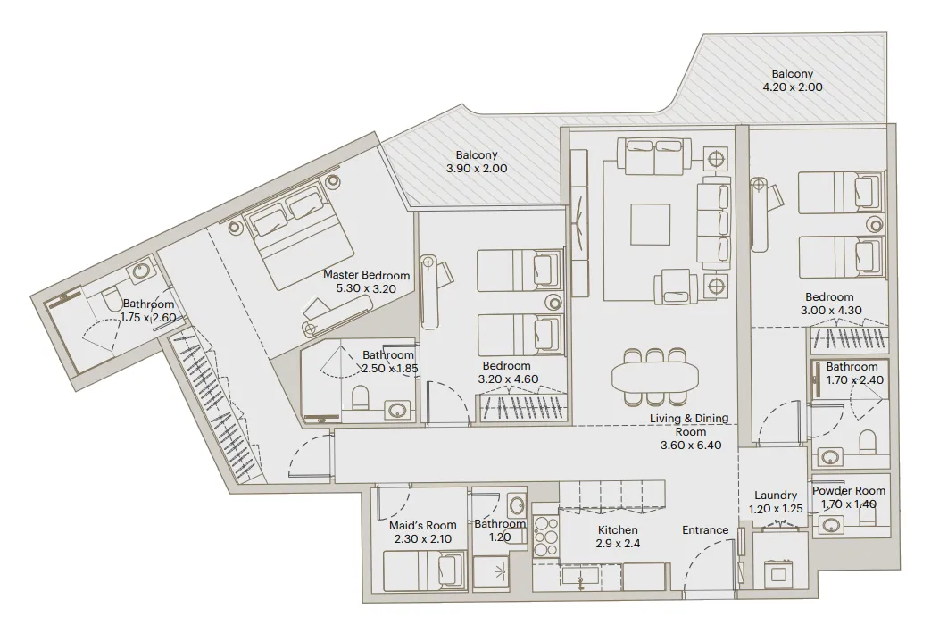 Floor plan — 3 BR