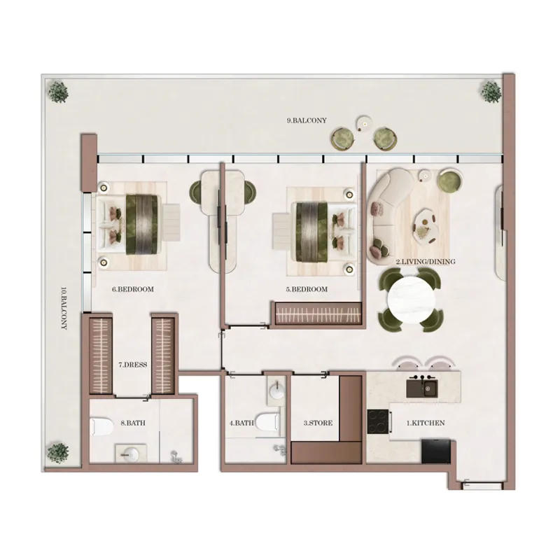 Floor plan — 2 BR