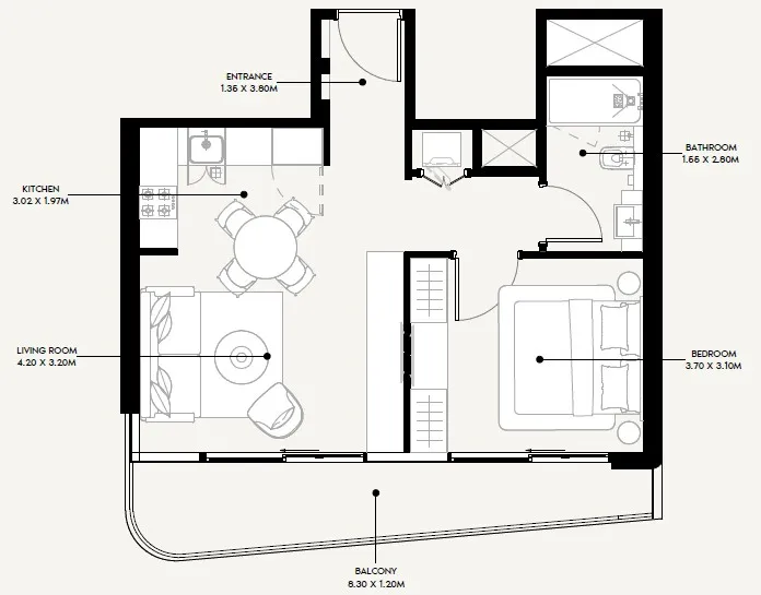 Floor plan — 1 BR