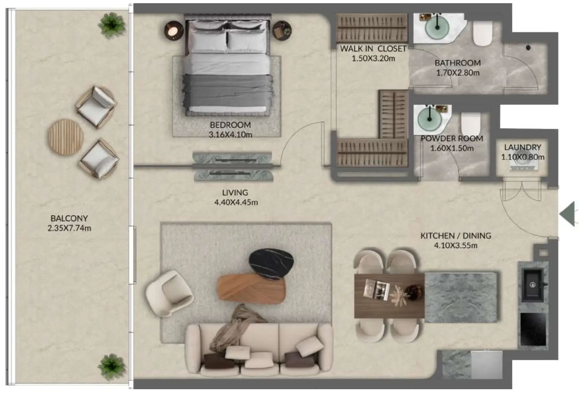 Floor plan — 1 BR