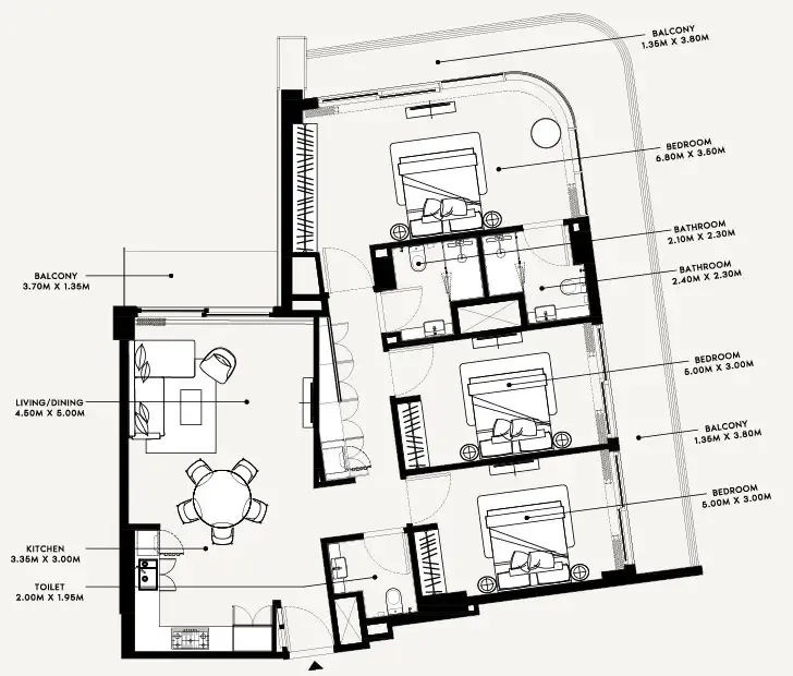 Floor plan — 3 BR