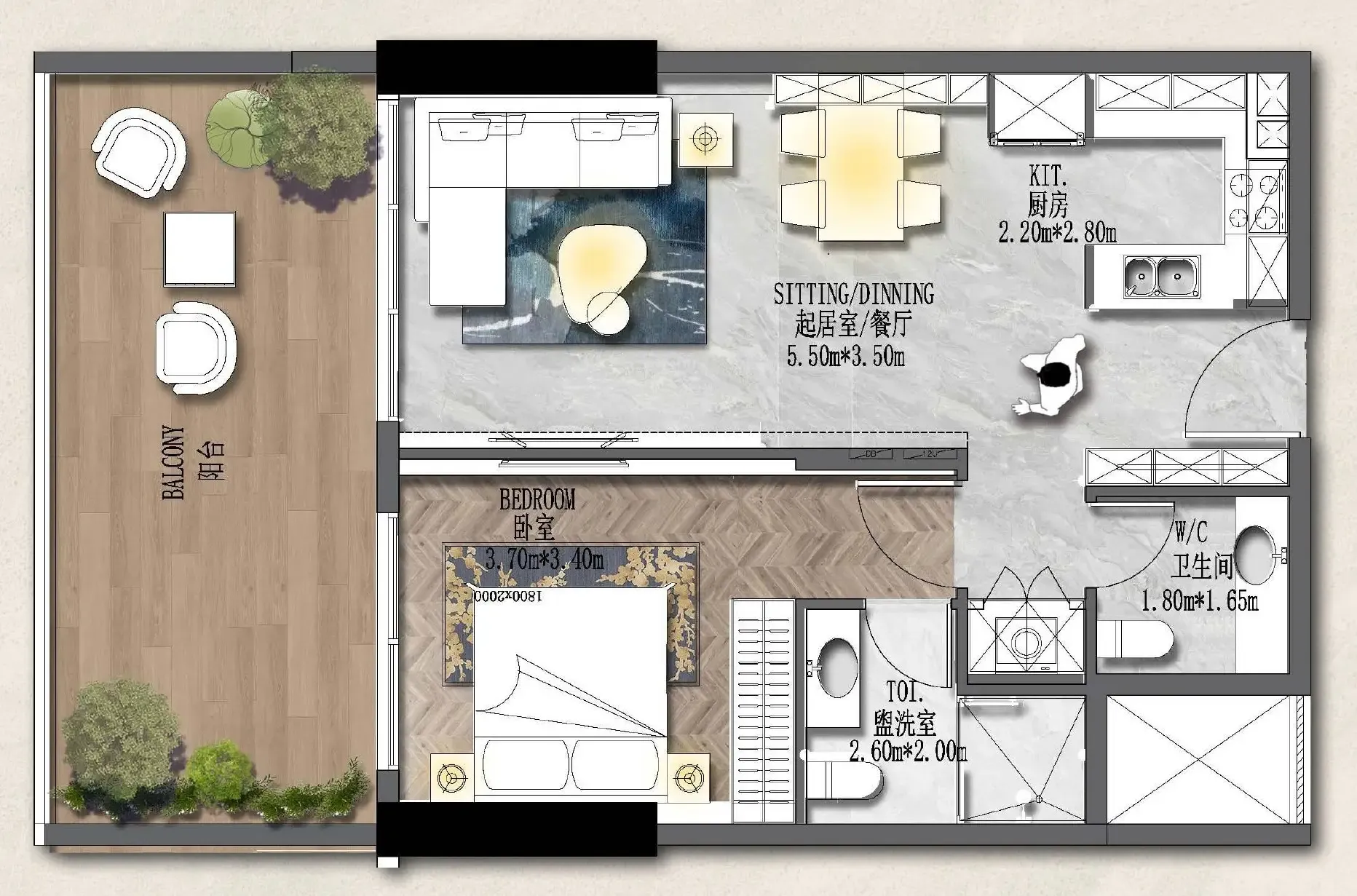 Floor plan — 1 BR