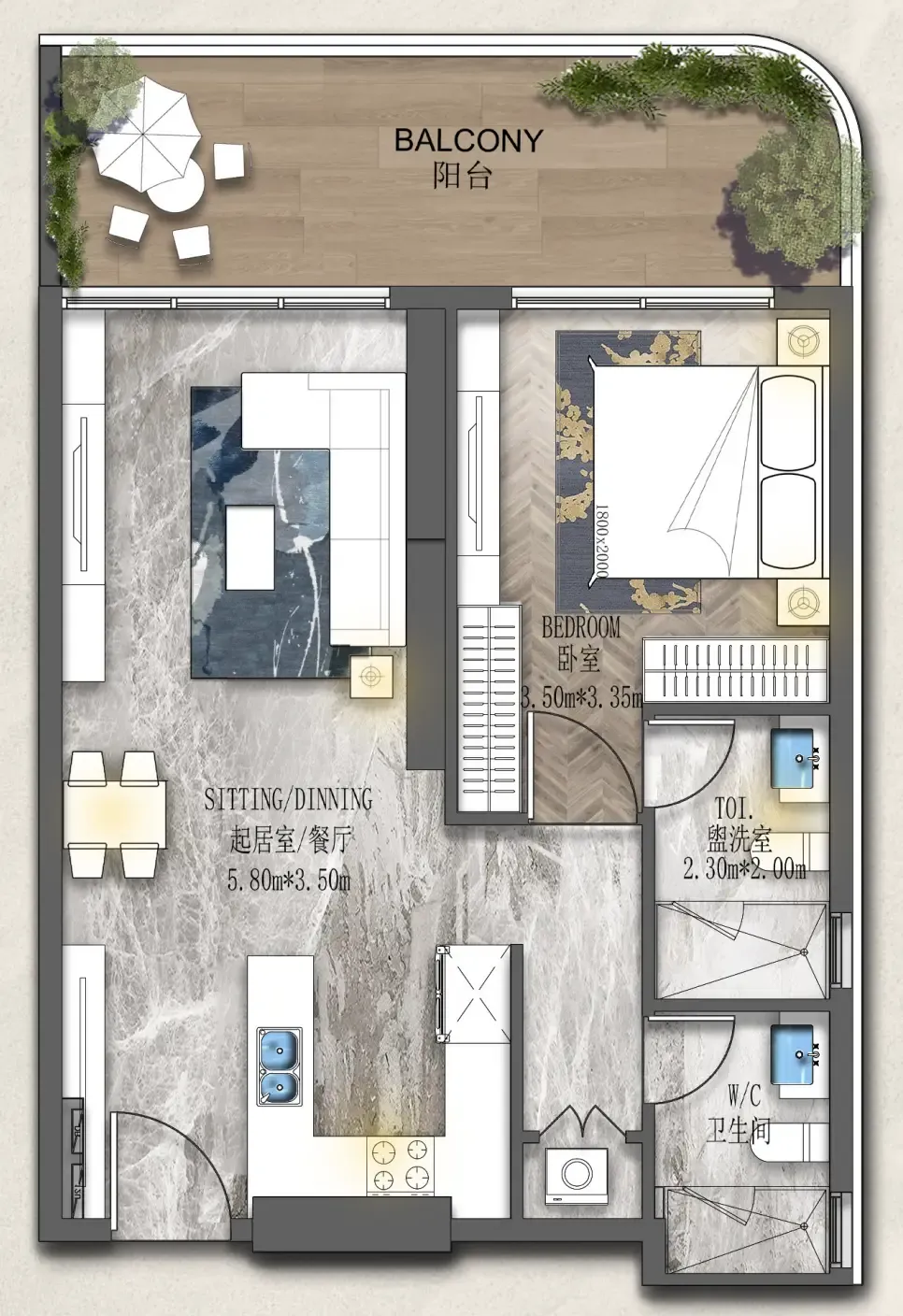 Floor plan — 1 BR