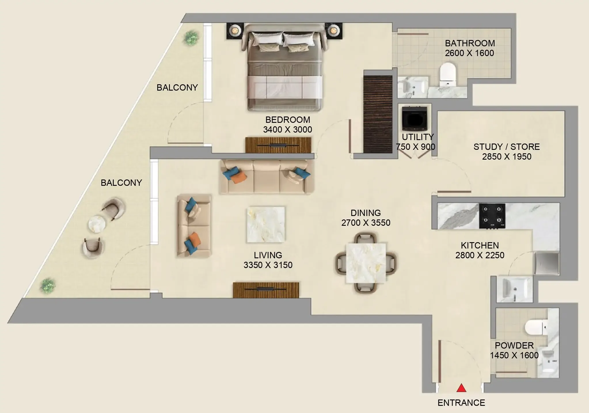 Floor plan — 1 BR