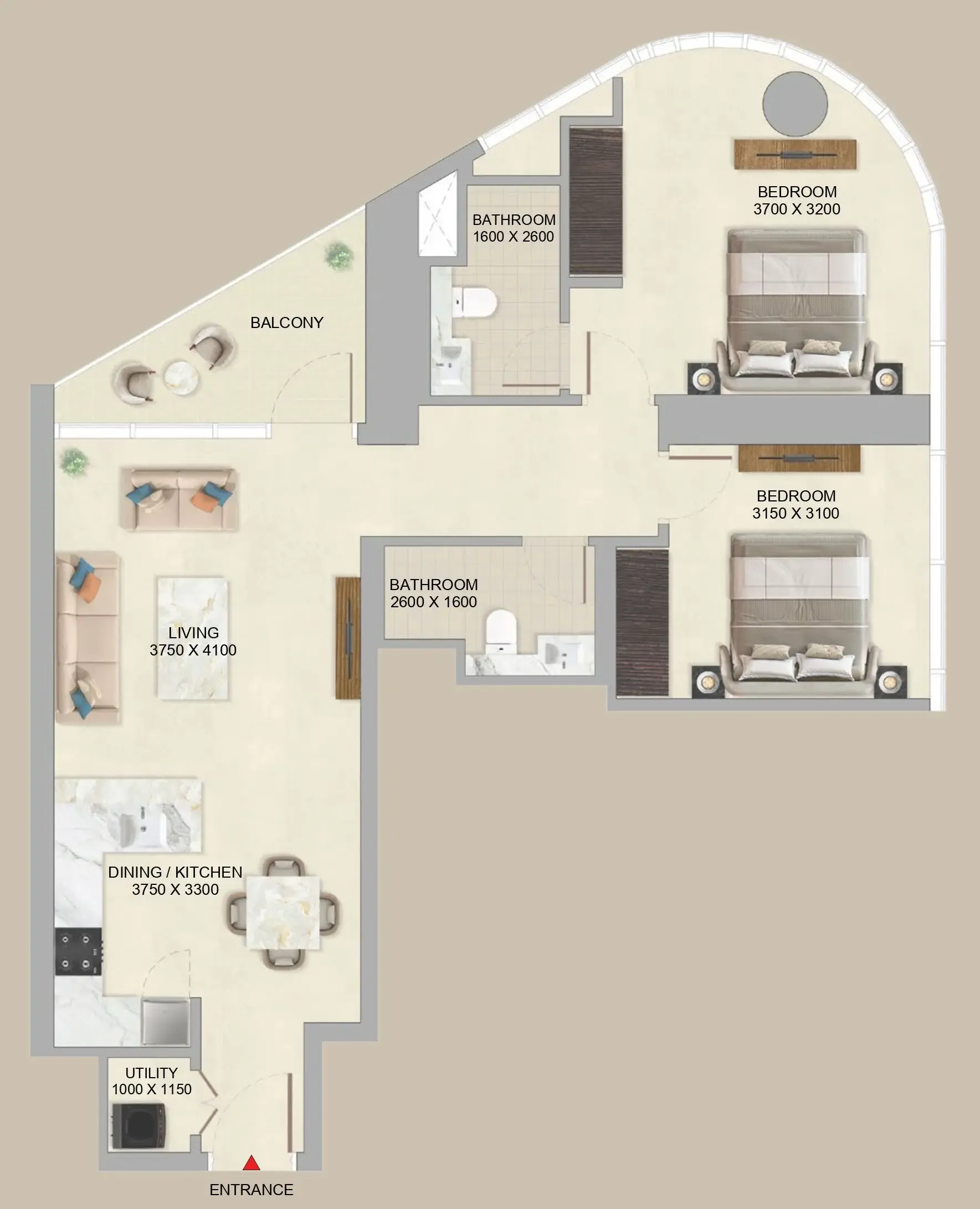 Floor plan — 2 BR