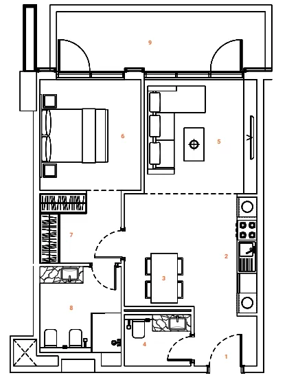 Floor plan — 1 BR