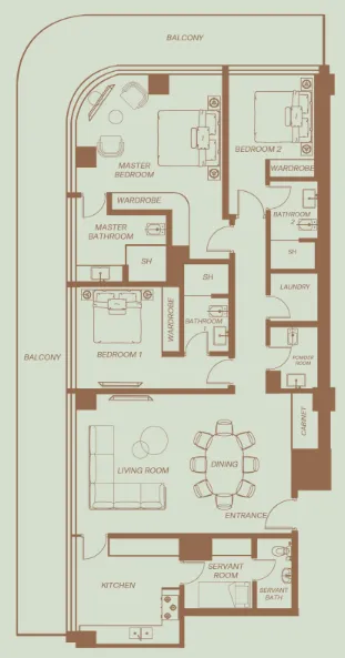 Floor plan — 3 BR