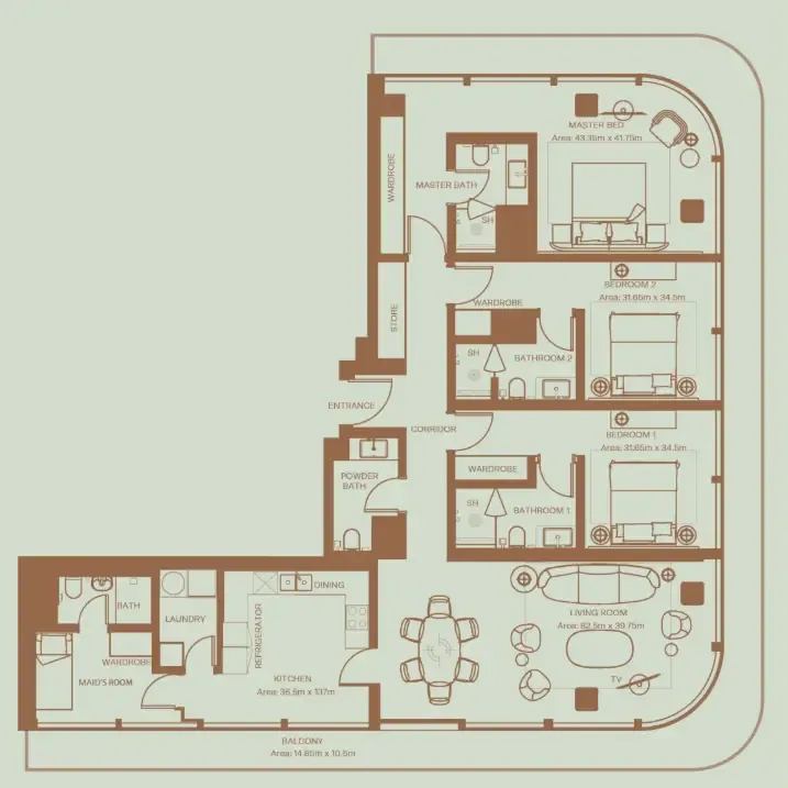Floor plan — 3 BR