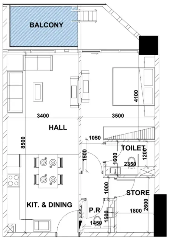 Floor plan — 1 BR