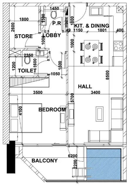 Floor plan — 1 BR
