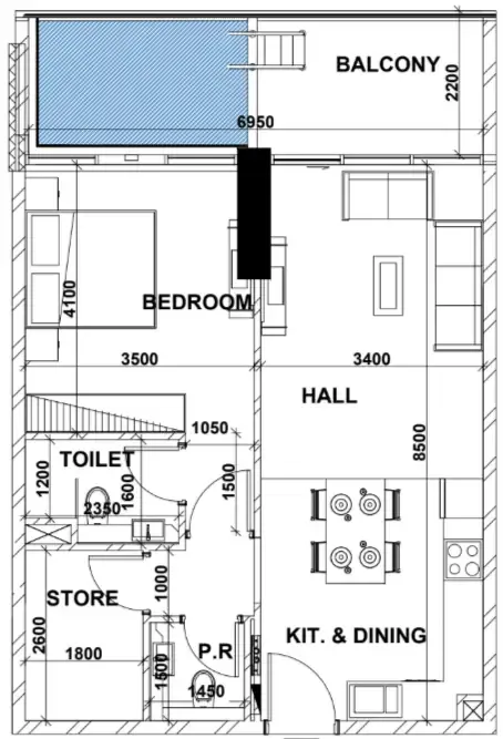 Floor plan — 1 BR