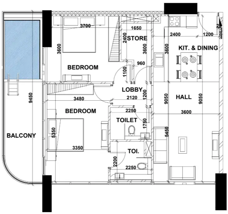 Floor plan — 2 BR