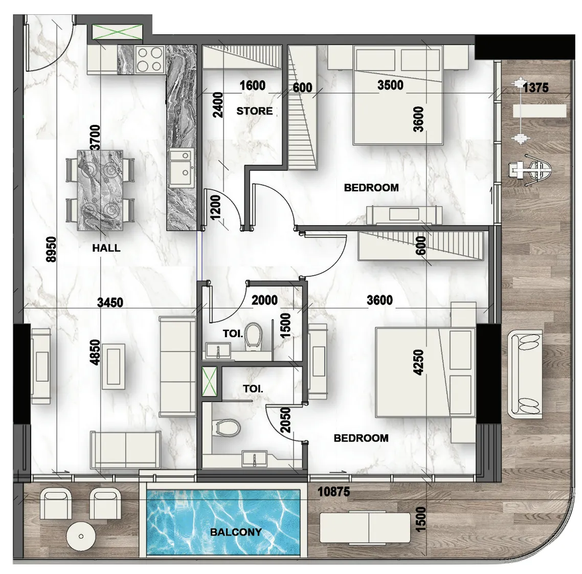 Floor plan — 2 BR