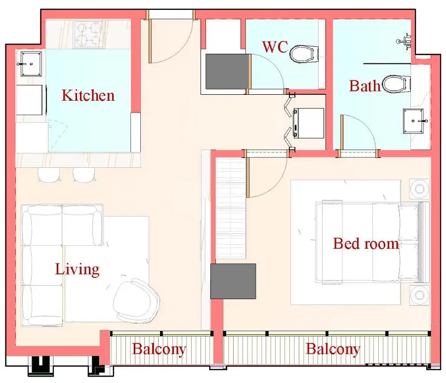 Floor plan — 1 BR