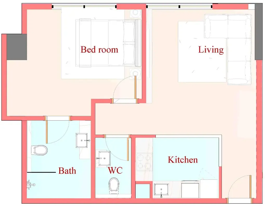Floor plan — 1 BR