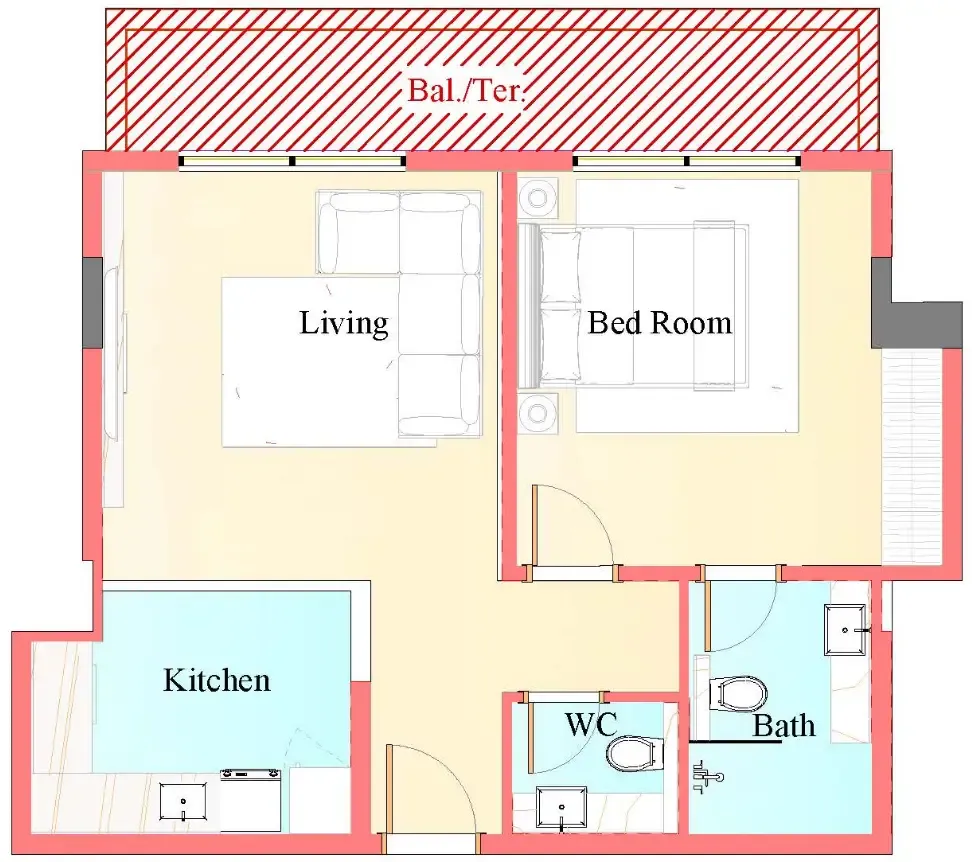 Floor plan — 1 BR