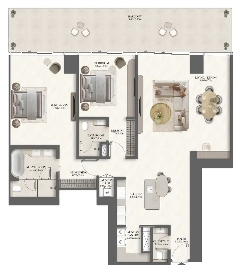 Floor plan — 2 BR