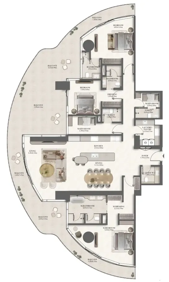 Floor plan — 3 BR