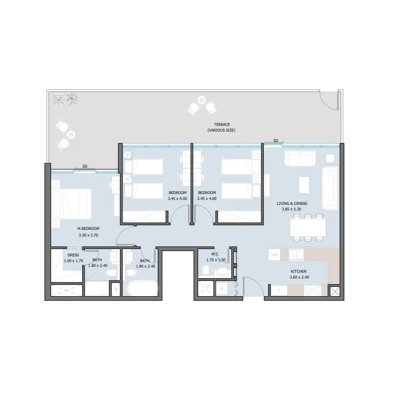 Floor plan — 3 BR