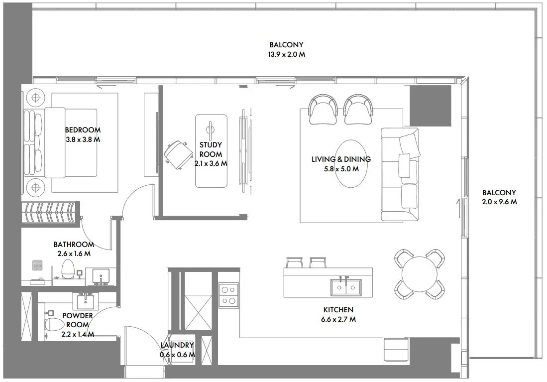Floor plan — 1 BR