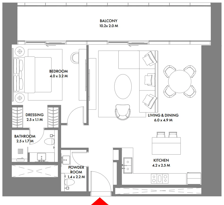 Floor plan — 1 BR