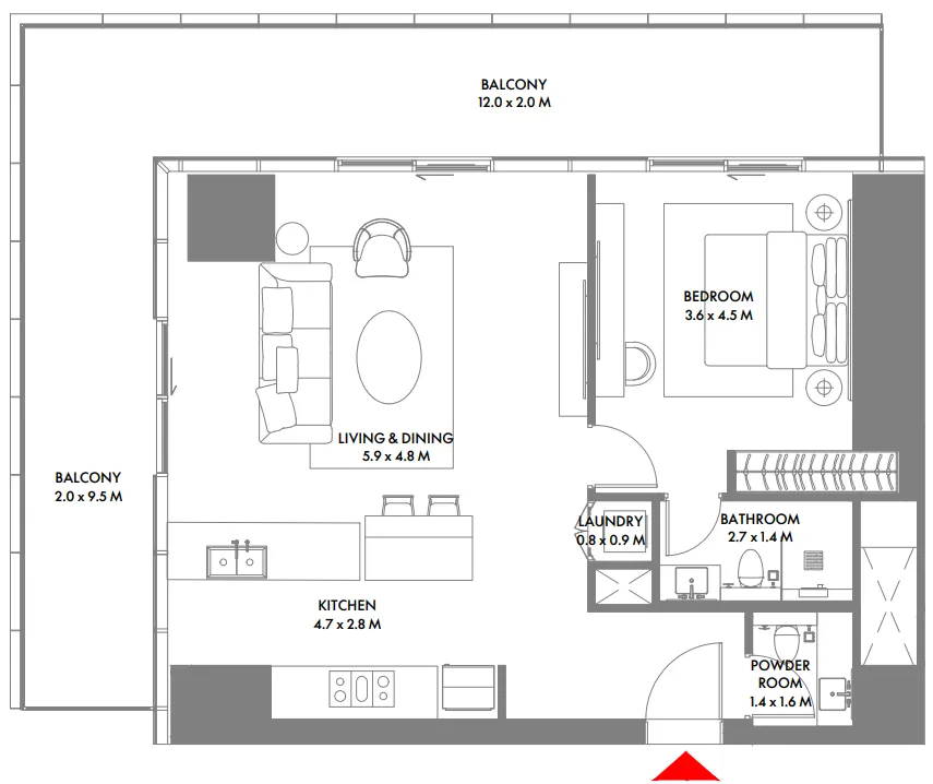 Floor plan — 1 BR