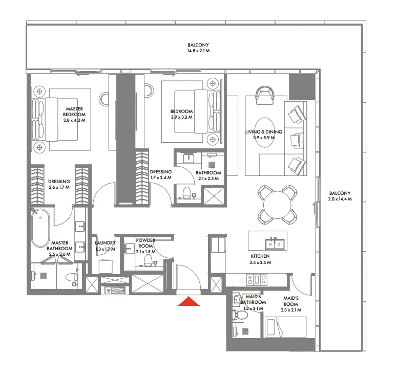 Floor plan — 2 BR