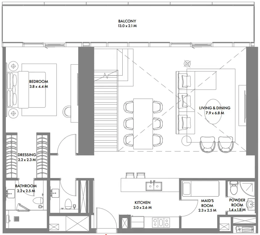 Floor plan — 2 BR