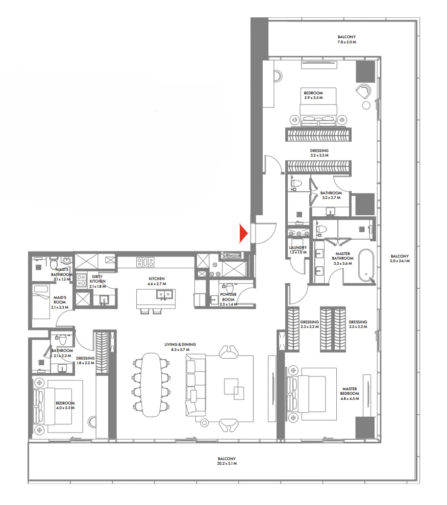 Floor plan — 3 BR