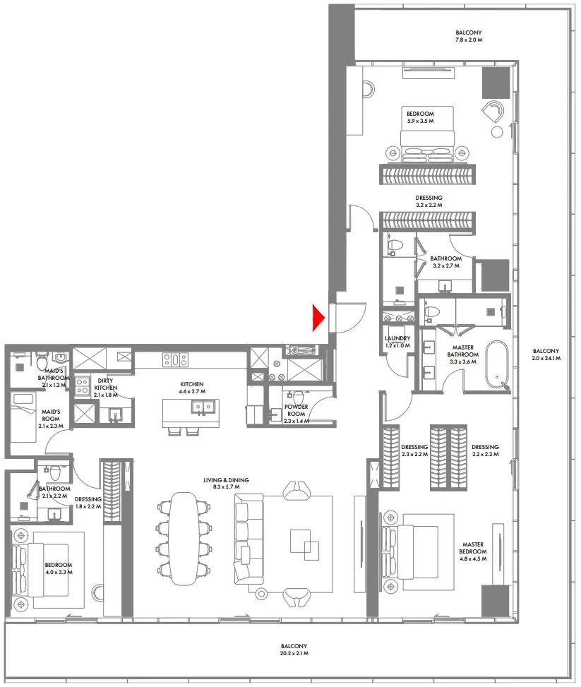 Floor plan — 3 BR
