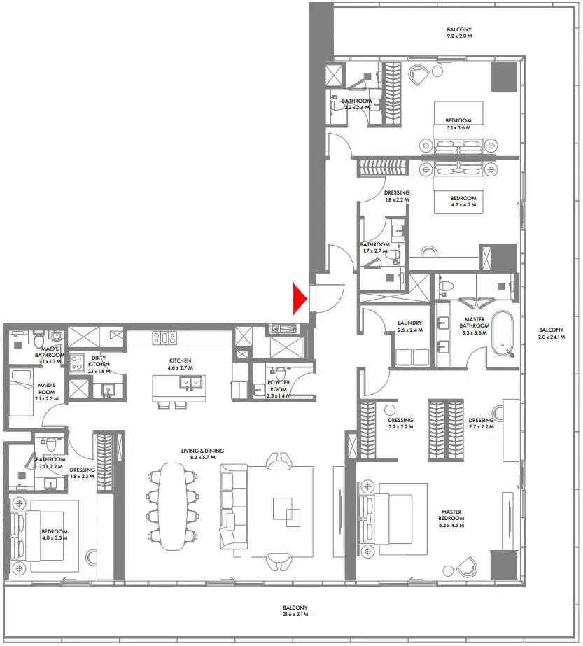 Floor plan — 4 BR