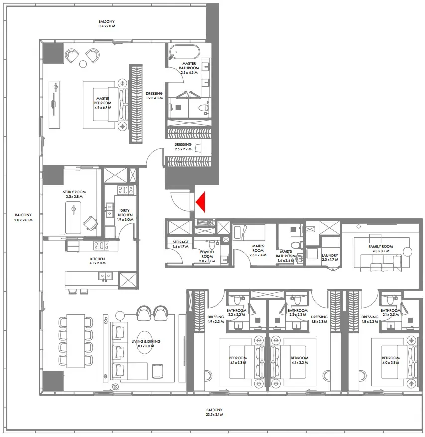 Floor plan — 4 BR